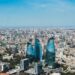 skyline of baku with iconic flame towers